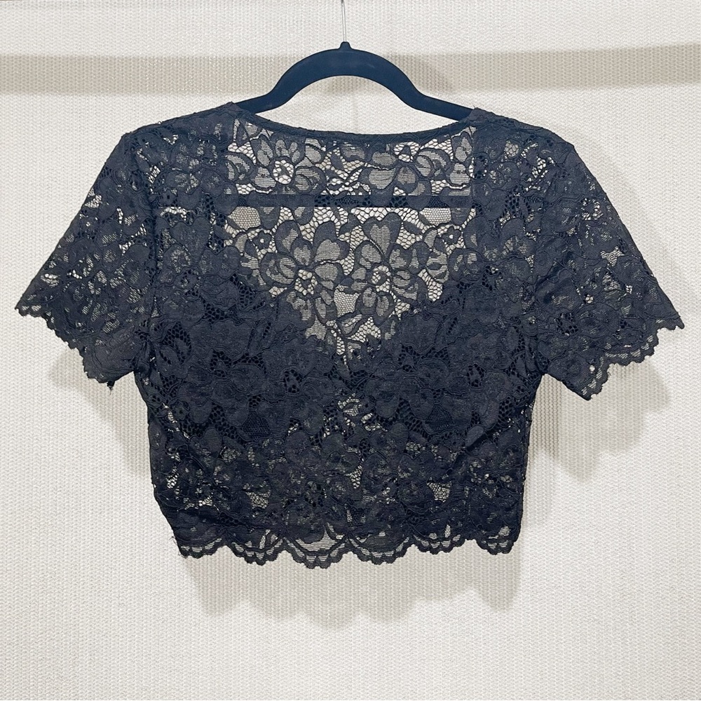 Zara Sheer Lace Cropped Blouse